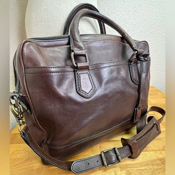 Frye Logan Zip Work Bag in Dark Brown Leather - Picture 2 of 14